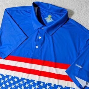 Chubbies The All American performance polo Mens L Blue Patriotic Stars Stretch